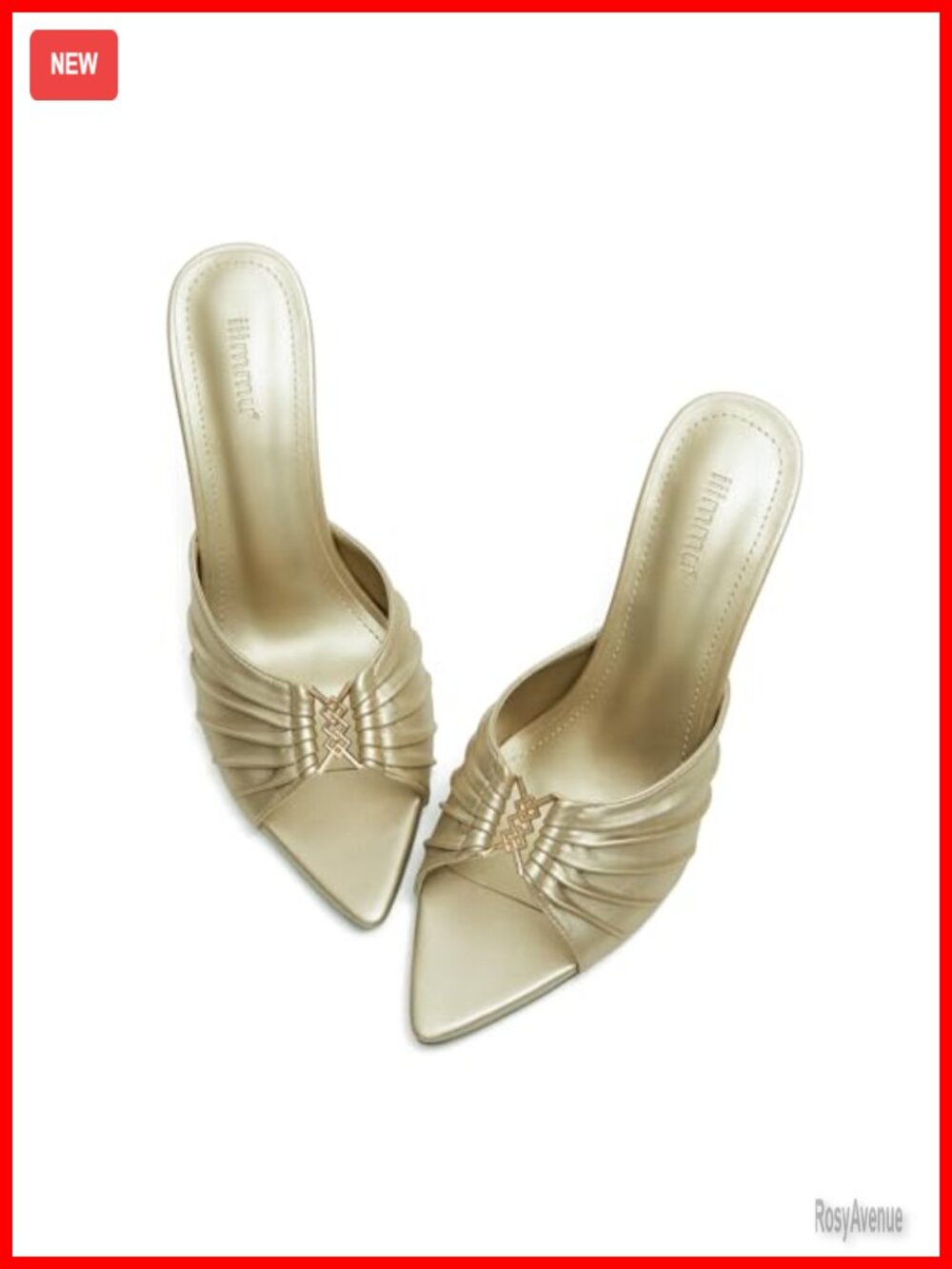3.5 In Stiletto Mules Pointed Peep Toe Heels Faux Leather